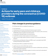 Actions for early years and childcare providers during the coronavirus (COVID-19) outbreak [Updated 22nd December 2020]